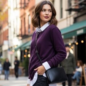 Academia Deep Purple Cardigan with Jeweled Buttons SZ XL